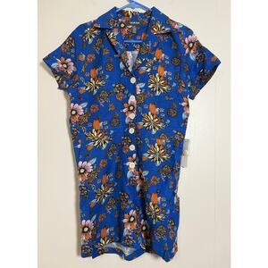 Modcloth Summer Camp Solstice Linen Blend Retro Floral Romper Size 4 BNWT